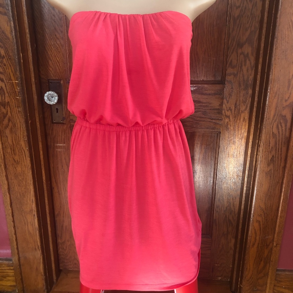 Pink strapless super fun summer dress.  Size M